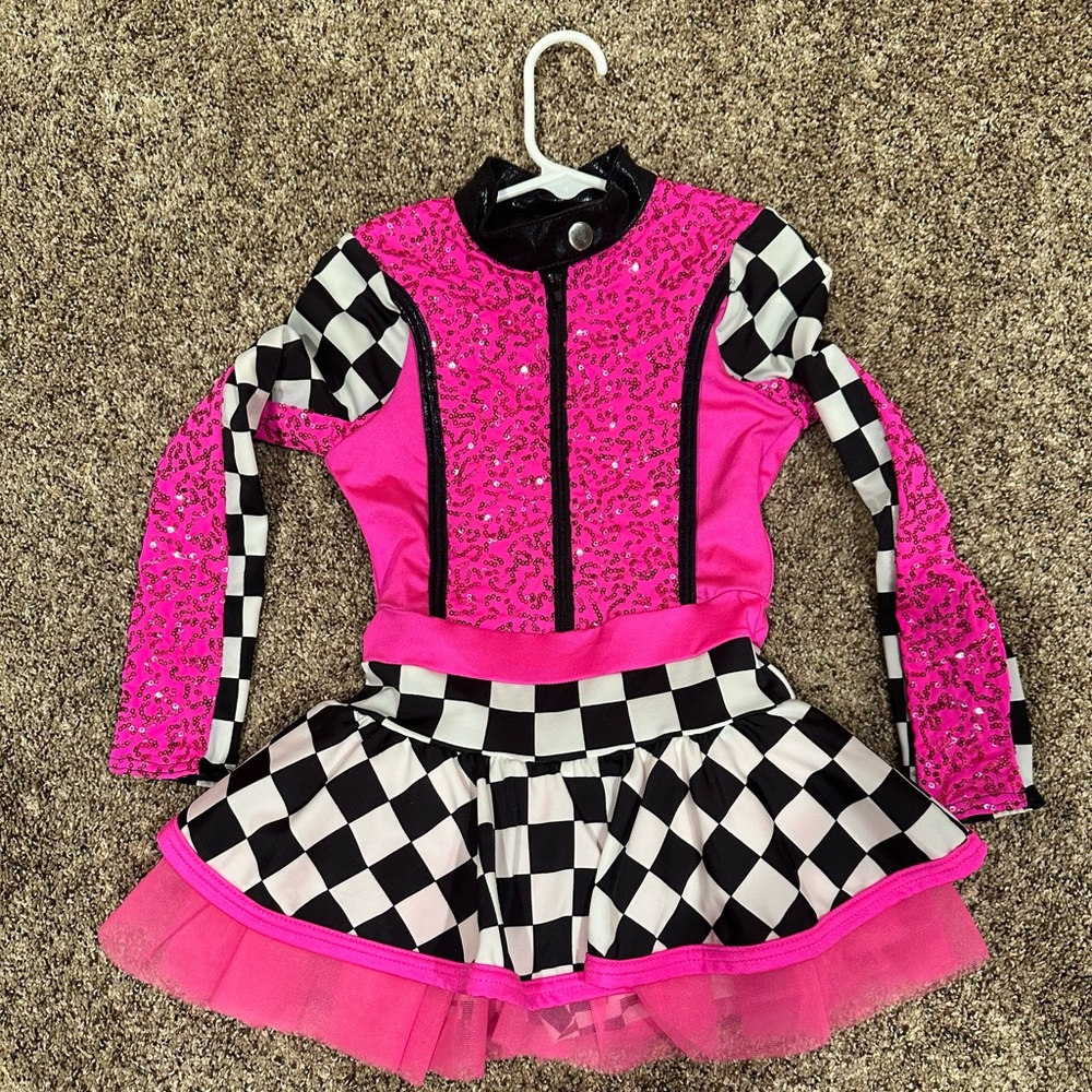 Weissman Pink and Black Checkered Dance Costume